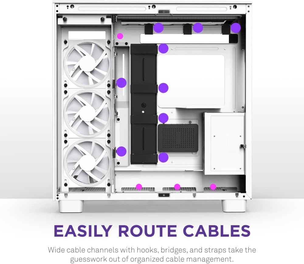 NZXT H9 Elite Dual-Chamber ATX Mid-Tower PC Gaming Case – Includes 3 x 120mm F120 RGB Duo Fans with Controller– Glass Front, Top & Side Panels 360mm Radiator Support Cable Management White