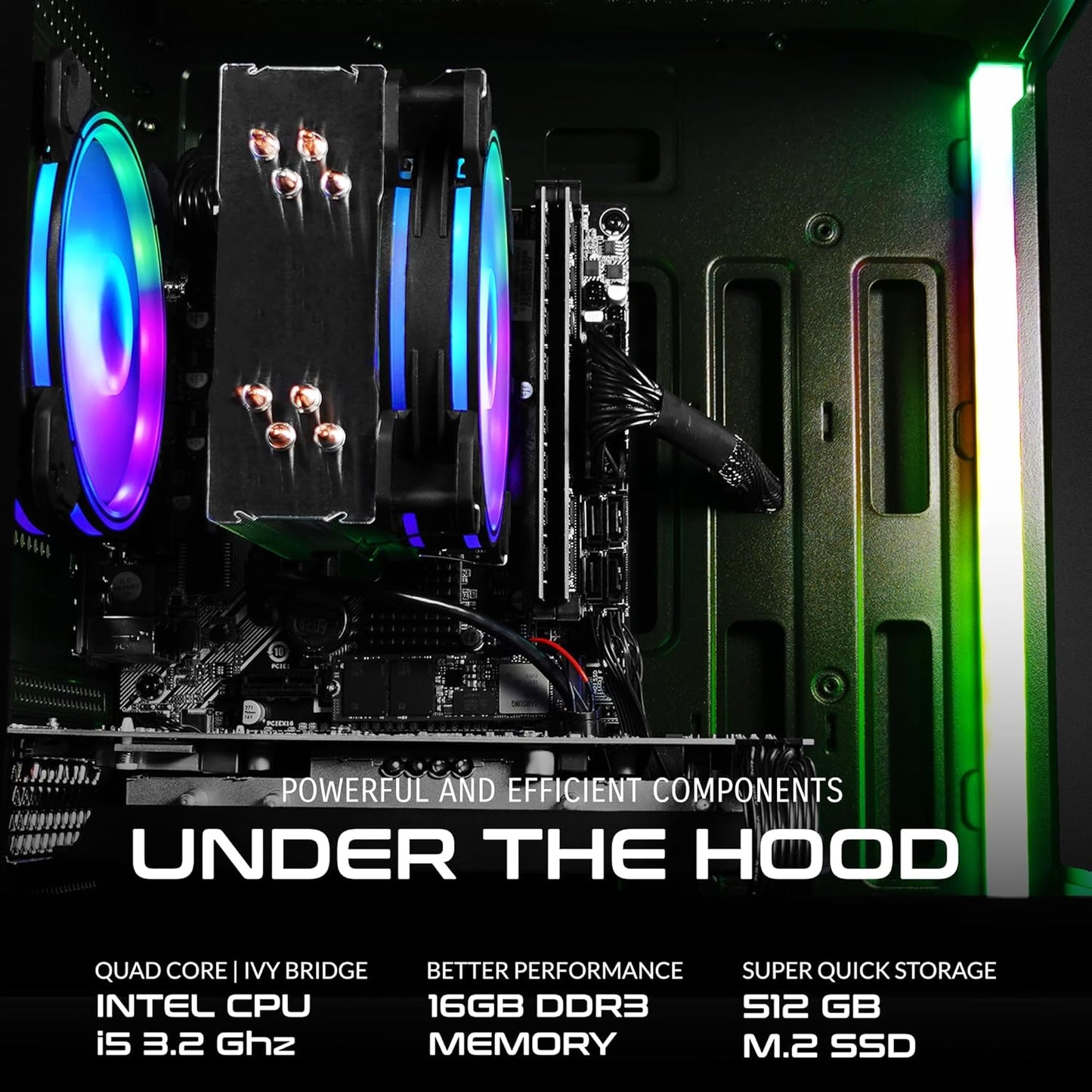 SAAV X1 Prebuilt Gaming PC Desktop with Intel i5 3.4GHz, 16GB RAM, GEFORCE GTX 750 GDDR5 GPU, 512GB NVME, WiFi 6, Bluetooth, Win 10, Mouse Keyboard, PC Gaming Computer Desktop, 1-Year Warranty